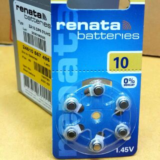 (10/PR70)ถ่านใส่เครื่องช่วยฟัง Renata [Zinc-Air] เบอร์ 10 (PR70) ของเเท้