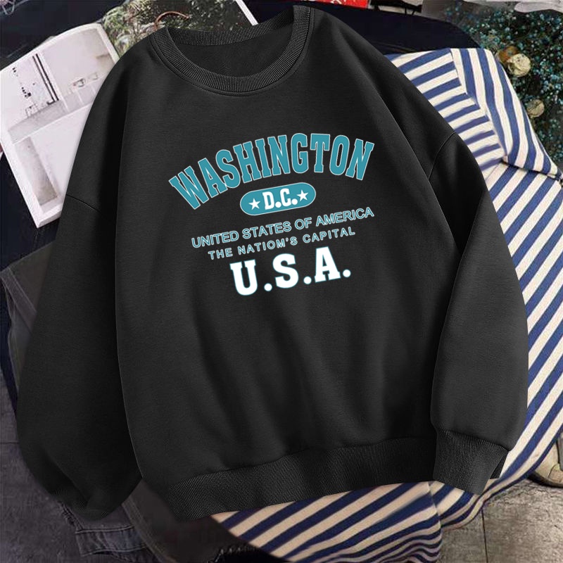 2025 ใหม่ผู้หญิงเสื้อยืดผ้าฝ้ายเกาหลีขนาดใหญ่หลวมสบายๆเสื้อกันหนาวแขนยาวรอบคอOuterwear เสื้อผู้หญิง