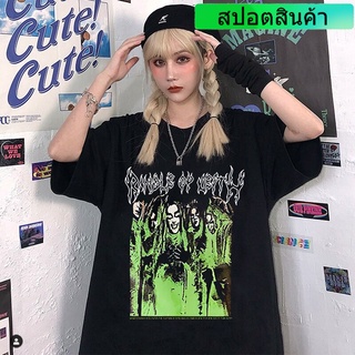 เสื้อยืด พิมพ์ลายการ์ตูน สไตล์พังก์ ฮาราจูกุ แนวสตรีท ทรงหลวม สําหรับผู้หญิง