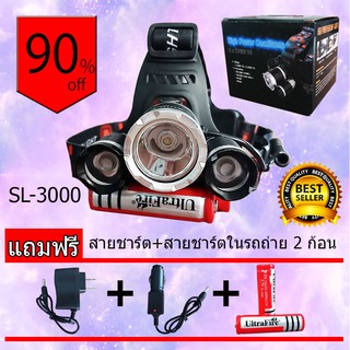 ไฟฉายคาดหัว High Power Headlamp 3 x Cree T6 Rechargeable LED Four Function Light NIB รุ่น SL-3000 28000W