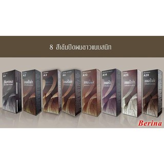 สีผมเบอริน่า ครีมเปลี่ยนสีผม Berina Hair Color สีย้อมผม 8 สีเข้มปิดผมขาวแนบสนิท ยาย้อมผม เม็ดสีแน่น