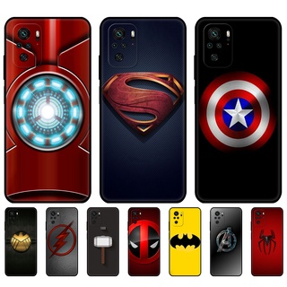 เคสโทรศัพท์มือถือ ซิลิโคนนิ่ม Tpu ลายโลโก้ The avengers Super hero สีดํา สําหรับ Xiaomi Redmi Note 10 Pro 5G 4G 10S Redmi 10 2022 10C