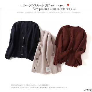 พร้อมส่งสีดำ*คาร์ดิแกนผ้านิตติ้งอย่างหนาทรงคอวีแอบเก๋ช่วงแขนเรียบแต่ใส่แล้วเก๋นะคะ