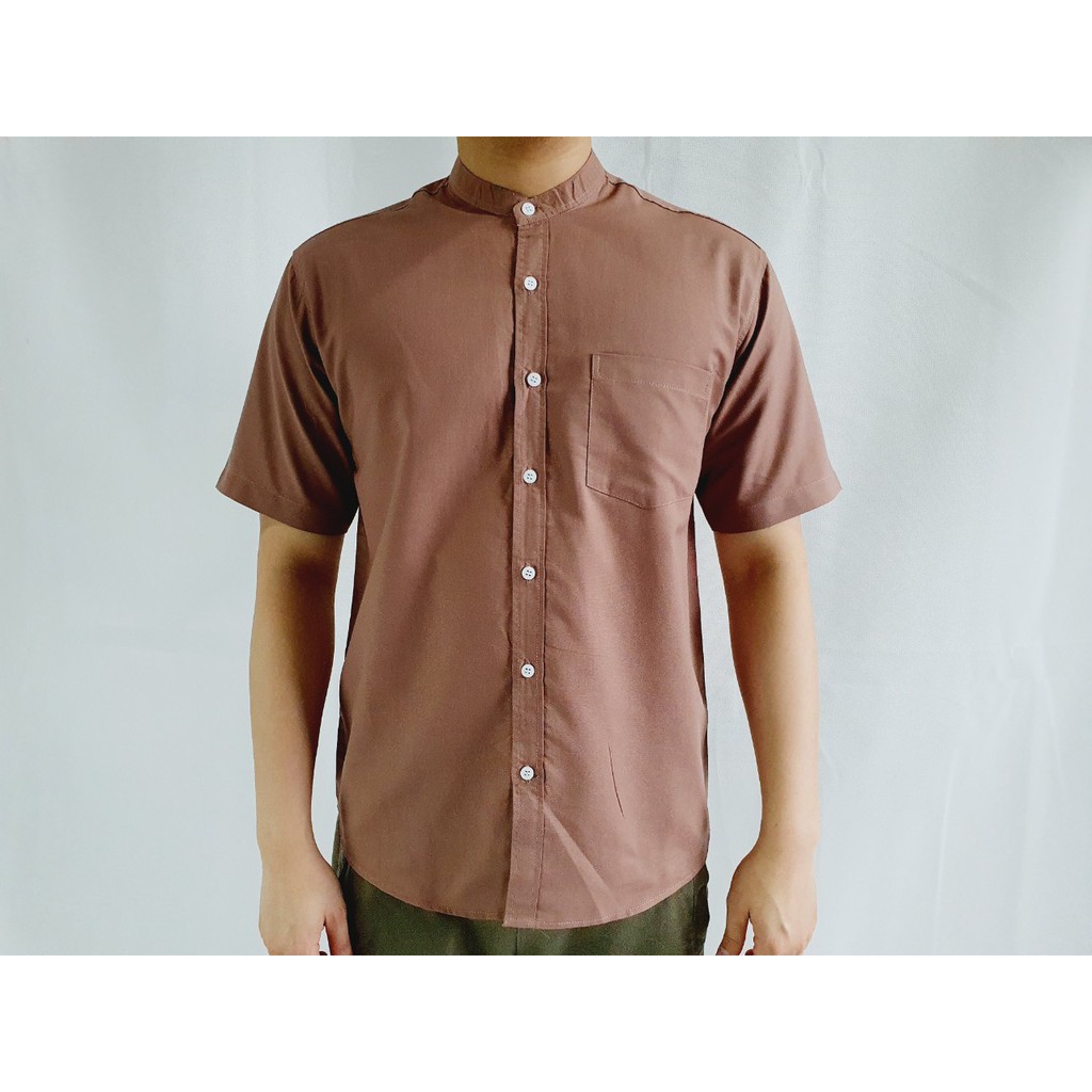 ❍คอจีน/แขนสั้น 2XL-4XL ผ้า OXFORD ไซส์ใหญ่ - SHIRT LAND เสื้อเชิ้ตผู้ชายคอจีนแขนสั้น เสื้อเชิ้ตคอจีน