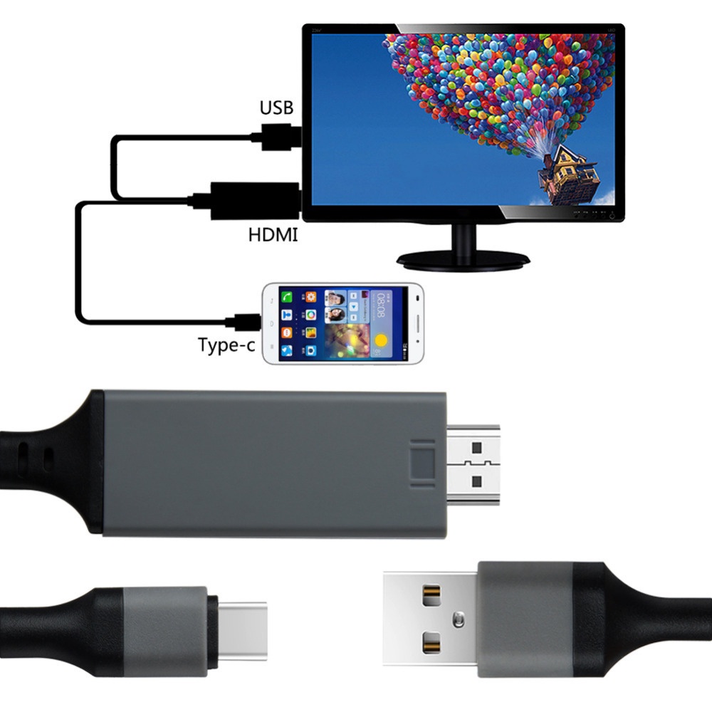 อะแดปเตอร์แปลงสายเคเบิ้ล USB3.1 Type C เป็น Hdmi Ultra HD 1080P 4k สําหรับ Samsvng S8 S9 S10