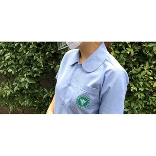 เสื้อสาธารณสุขคอบัว เสื้อลายริ้วอนามัย พร้อมส่ง
