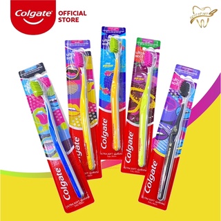 colgate ultra soft แปรงสีฟัน คอลเกต อัลตร้าซอฟท์ ขนนุ่ม หลากสีสัน  ด้ามจับสดใส เลือกสีได้