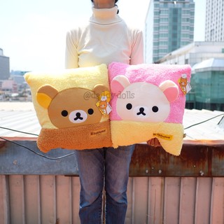 หมอนอิง หน้า Rilakkuma คุมะ &amp; Korilakkuma โคริลัค ผ้าขน 15นิ้ว