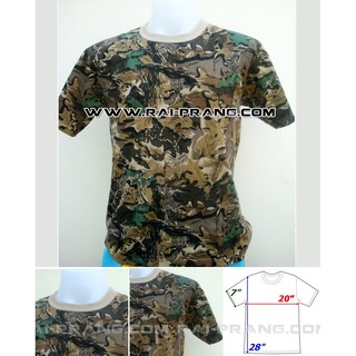 เสื้อทหาร เสื้อลายพราง ลายพรางใบไม้แห้ง แขนสั้น คอกลม (พร้อมส่ง)