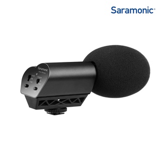 Saramonic Vmic Stereo ไมโครโฟนช็อตกันติดหัวกล้องไมค์คอนเดนเซอร์รับเสียงเป็นแบบสเตอริโอคาร์ดิออยด์