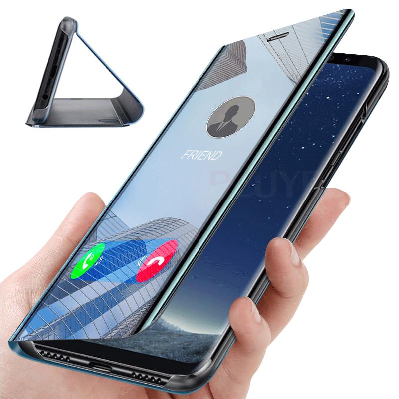 Smart Mirror Flip Phone Case For Samsung Galaxy S10 S9 S8 S7 S6 Edge Plus A02 A50 A51 Clear View Cover  Samsung Galaxy S10E S10 Plus