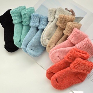🧦พร้อมส่งจากไทย🧦ถุงเท้าเด็กกันหนาวผสมวูขนแกะ ถุงเท้าเด็กกันหนาว