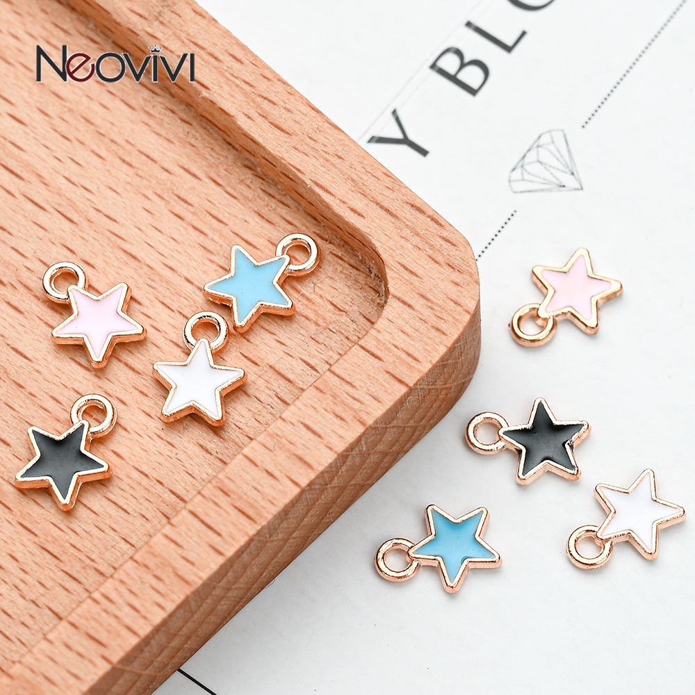 10pcs เคลือบดาว Charm โลหะผสมมินิจี้หยดน้ำมันอุปกรณ์เสริมสำหรับ DIY ทำสร้อยข้อมือสร้อยคอพวงกุญแจเครื่องประดับ