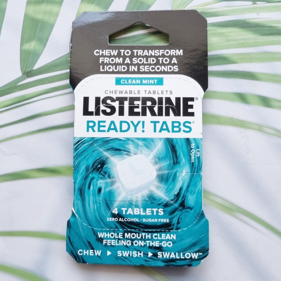 (Listerine®) READY! TABS® Chewable Tablets, Clean Mint 4 Tablets ลิสเตอรีน น้ำยาบ้วนปาก แบบเม็ดเคี้ย