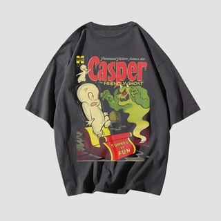 เสื้อยืดผ้าฝ้ายพิมพ์ลายขายดี เสื้อยืดโอเวอร์ไซซ์ ลายผี Casper The Friendly Ghost สไตล์วินเทจ