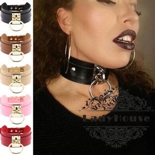 DSS-แฟชั่น Punk Gothic กว้าง PU หนัง O Ring คอปก Choker สร้อยคอผู้หญิง