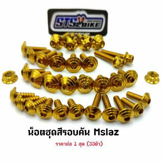 น็อตชุดสีรอบคัน M-Slaz ราคาต่อ 1 ชุด (33ตัว) มี3 สี