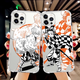 เคสโทรศัพท์มือถือแบบนิ่ม ใส กันกระแทก ลายอะนิเมะดาบพิฆาตอสูร สําหรับ iPhone 13 Pro Max 12 11 X XS 7 8 Plus XS Max