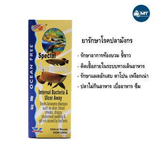 OF Special Arowana Internal Bacteria &amp; Ulcer Away 150 ml. (รักษาอาการติดเชื้อภายใน ท้องบวม เหงือกเน่า ตกเลือด)