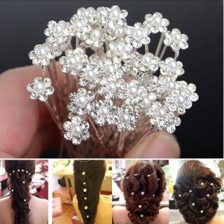 Hair pin ปักผมเพชรล้อมมุก