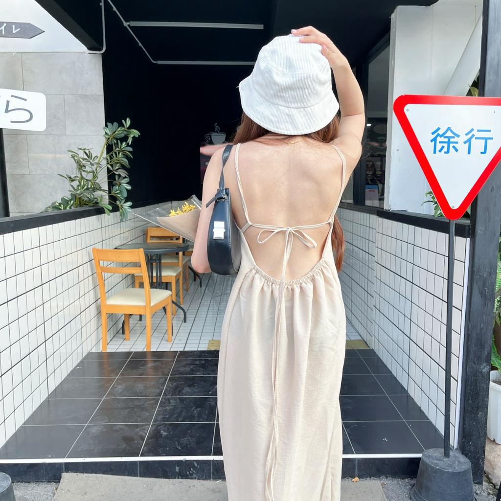 🌈 MesubShop 🌈 แม๊กซี่เดรส ผ้าด๊อบบี้ ทรงสายเดี่ยว ดีเทลแต่งโชว์หลัง ใส่เที่ยวทะเล ใส่เล่นคือได้หมด รุ่น เจ้าหญิง - รูปที่ 7