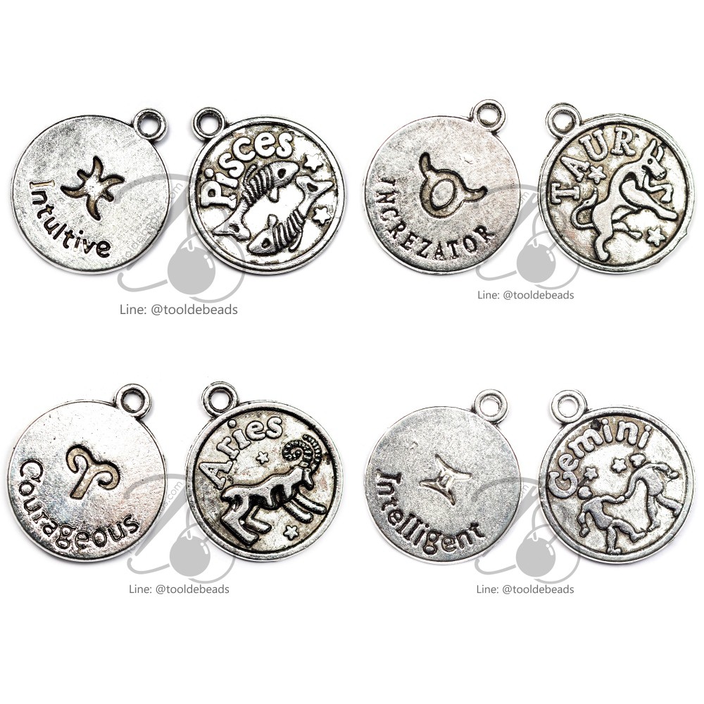 จี้เหล็ก 18มม. ราศี (1 ชิ้น) จี้ห้อยประดับ จี้Diy เครื่องประดับ เด็กใช้ได้ - รูปที่ 2