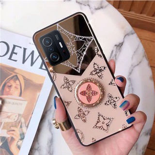 เคส Xiaomi 11T Pro 5G  Mi 11T 10T Pro 11 Lite 5G NE Mi11T Mi11 New Casing Ins Luxury Fashion Diamond Clover Acrylic Phone Cases 3D Ring Bracket Back Cover Case เคสโทรศัพท์ Xiaomi11T  5G