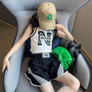 ☊♀สาวๆเสื้อผ้าหน้าร้อนสูทใหม่สไตล์ตะวันตกทันสมัยแขนกุดเสื้อกั๊กเวลาว่างกางเกงขาสั้นชุดสองชิ้น