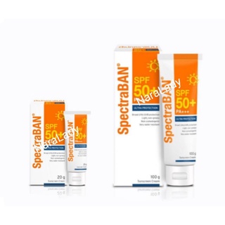 SpectraBAN ANTI UVA-UVB WITH SPF50+,PA+++ SUNSCREEN CREAM 20g, 100g สเปคตร้าแบน กันแดด 20 กรัม, 100 กรัม