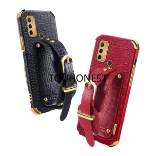 เคส Casing OPPO K7X เคส OPPO F11 Case OPPO A9X เคส OPPO A52 เคส OPPO A72 เคส OPPO A92 เคส OPPO A92S Case OPPO A8 Case OPPO A31 เคส OPPO A32 เคส OPPO A53 A33 2020 Luxury Shockproof Softcase Crocodile Pattern Leather Wrist Strap Phone Case โทรศัพท์มือถือหนั