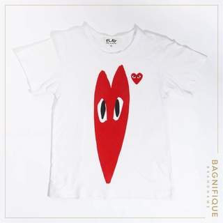 COMME DES GARCONS PLAY HEART RED LOGO WHITE T-SHIRTE SIZE S