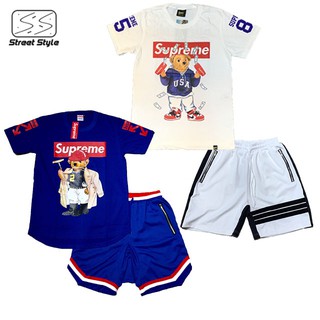 supreme t-shirt ลายซิมซัน หมีโปโล เสื้อstreet เสื้อสตรีท มาใหม่ขายทั้งชุดหรือแยกซื้อได้