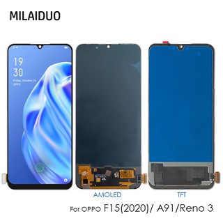 Amoled / TFT สําหรับ OPPO F15 / F17 / A91 / Reno 3 / K7 จอแสดงผล LCD หน้าจอสัมผัส ดิจิไทเซอร์ ชิ้นส่วนซ่อม LCD