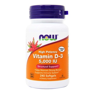 NOW Foods, Vitamin D-3, 125 mcg (5,000 IU), 120 / 240 Softgels