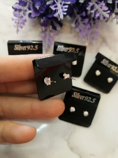 ต่างหูเงินแท้ 92.5% แบบตัวหมุดติดหู ลายตะกร้อ 4mm./ 5mm./ 6mm. สวยมาก - รูปที่ 6