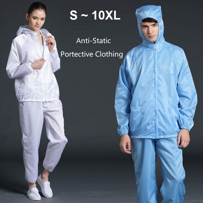 2 in 1 เสื้อแจ็กเก็ตสูท และกางเกง PPE กันฝุ่น ใช้ซ้ําได้ ป้องกันไฟฟ้าสถิตย์ ESD
