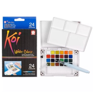 Koi basic pocket field sketch box 24 colours I สีน้ำตลับ 24 สี