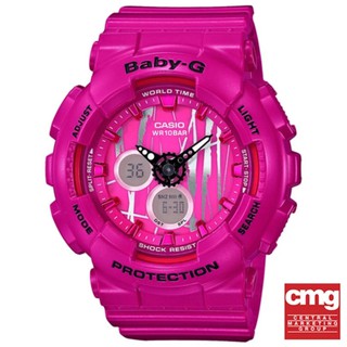 CASIO Baby-G นาฬิกาข้อมือผู้หญิง สายเรซิ่นชมพู รุ่น BA-120SP-4ADR "ประกันศูนย์ CMG"