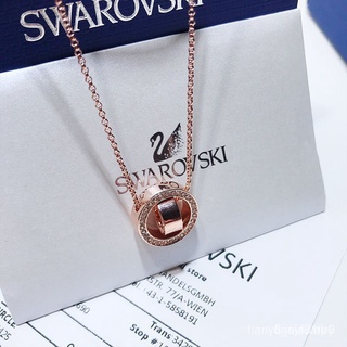 Original แท้จริง Swarovski แฟชั่นหรูหราแหวนคู่ Lucky Rose Gold ผู้หญิงสร้อยคอของขวัญวันหยุด 8FO5 dF5d