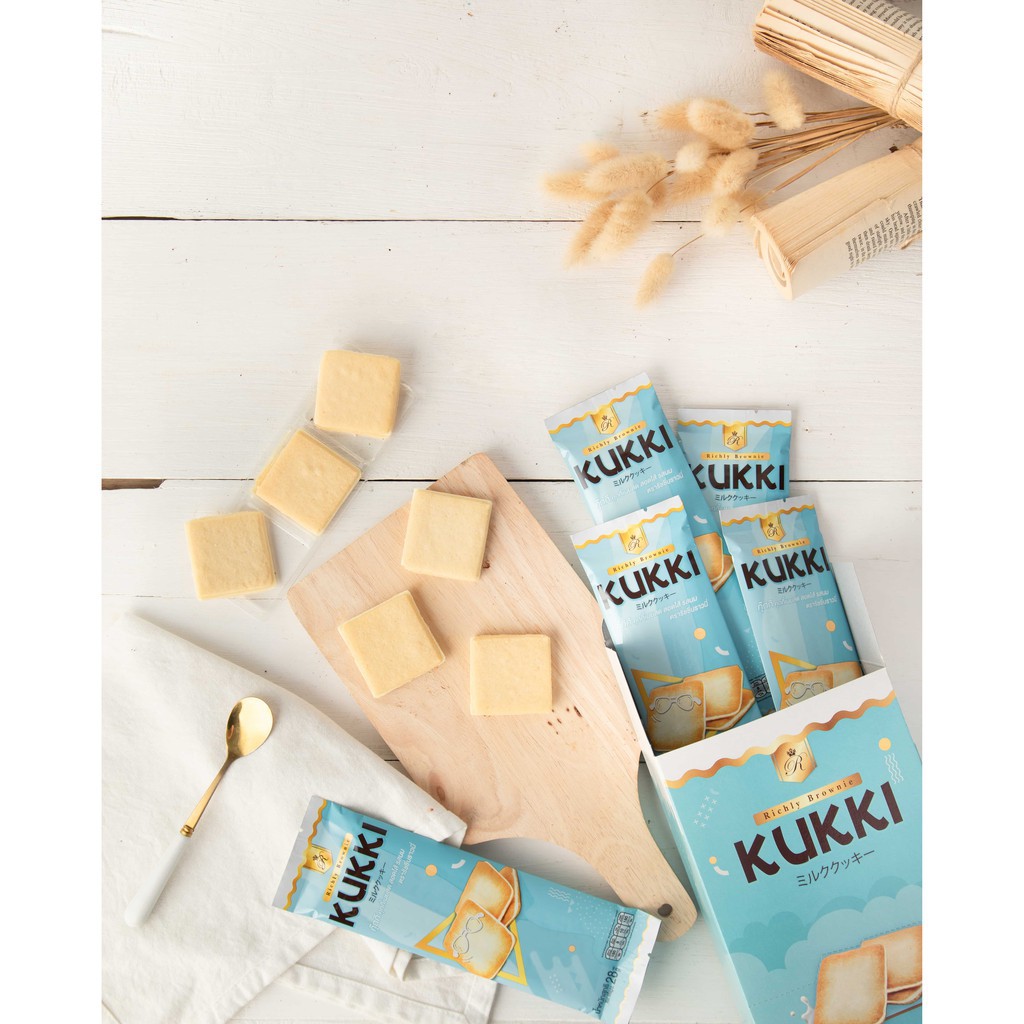 [พร้อมส่งจากไทย]🍪KUKKI 1 โหล คุกกี้เนยสด รสนม 🥛 (12 ซอง)🍪