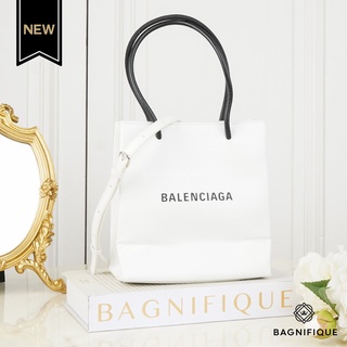 BALENCIAGA SHOPPING TOTE XXS WHITE FRONT BLACK