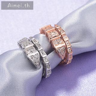 Aimei Moda แหวนเพชร 3a ฝังเพทาย หรูหรา เครื่องประดับแฟชั่น