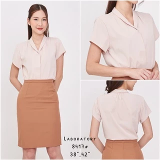 Laboratory เสื้อ 8417# คอปกวีแขนสั้นสีพื้น ไซส์ 36”,38”,42”