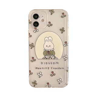 [ส่งจากไทย] เคสแบบนิ่ม สีใส สําหรับ iPhone series 11 12 ลายกระต่าย