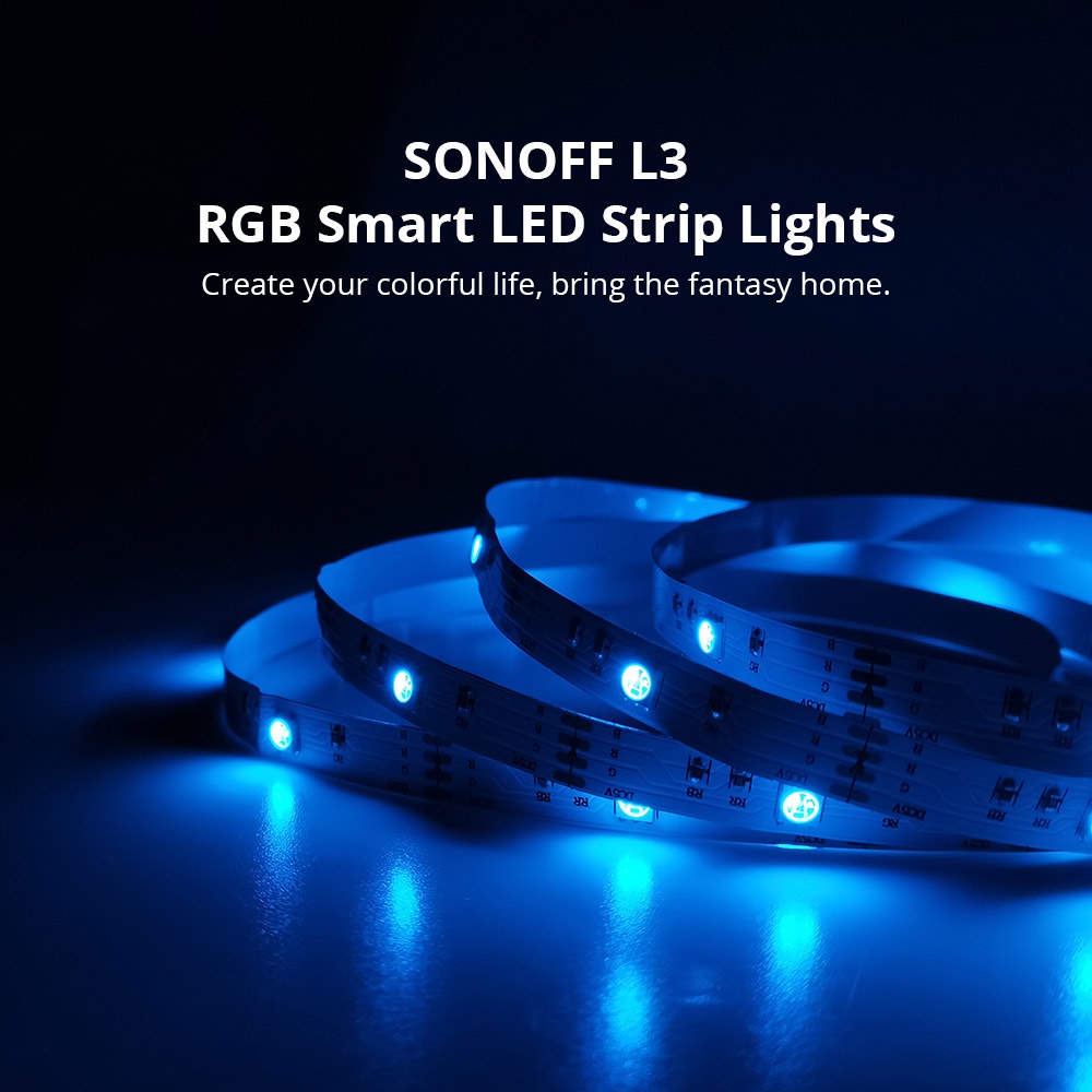 Sonoff L3 แถบไฟ LED RGB ยืดหยุ่น 5 เมตร พร้อมเสียงเพลง สําหรับตกแต่งบ้าน คริสต์มาส