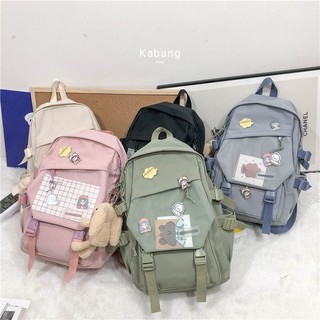 🌈กระเป๋าเป้ ID backpack🌧️ แถมฟรี! พวงกุญแจเจ้ากระต่าย และเข็มกลัดให้3-4อัน คละลายให้ มีให้เลือก5สี