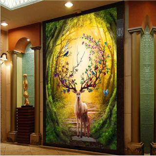 QIANZEHUI,DIY Diamond Embroidery,Round Diamond Rich elk jungle Full rhinestone Diamond painting cross stitch,needlework