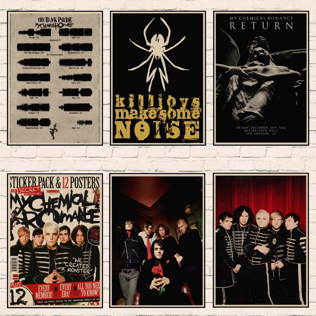 My Chemical Romance Band Classic Nostalgic Matte กระดาษคราฟท์โปสเตอร์สํานักงานของขวัญห้องรับประทานอาหารตกแต่งบ้านสติ๊กเกอร์ติดผนังโปสเตอร์ 1001