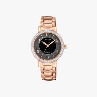 [ประกันร้าน] CITIZEN นาฬิกาข้อมือผู้หญิง รุ่น  AQ Mid Black Dial Gold รุ่น EL3048-53E