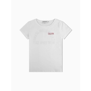 HH CALVIN KLEIN WOMEN เสื้อยืดโลโก้ CK รุ่น J212354 112 สีขาว เสื้อยืดผ้าฝ้าย